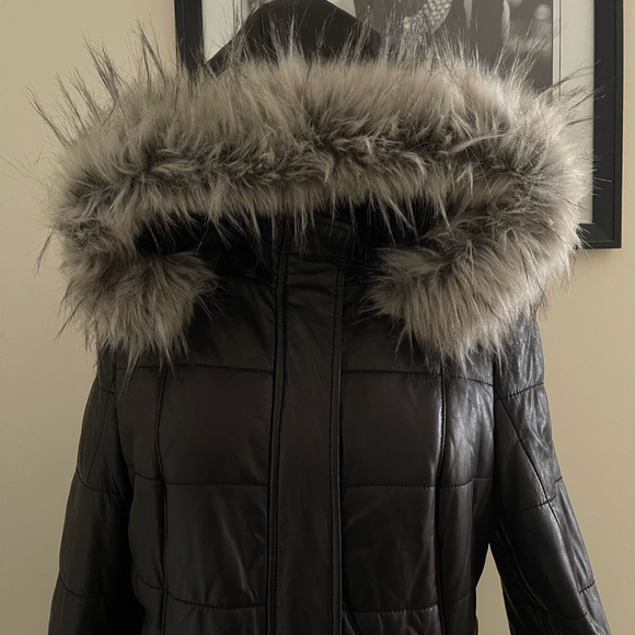 black rivet leather jacket on a warm lining size L org $599 with defect - Picture 9 of 16